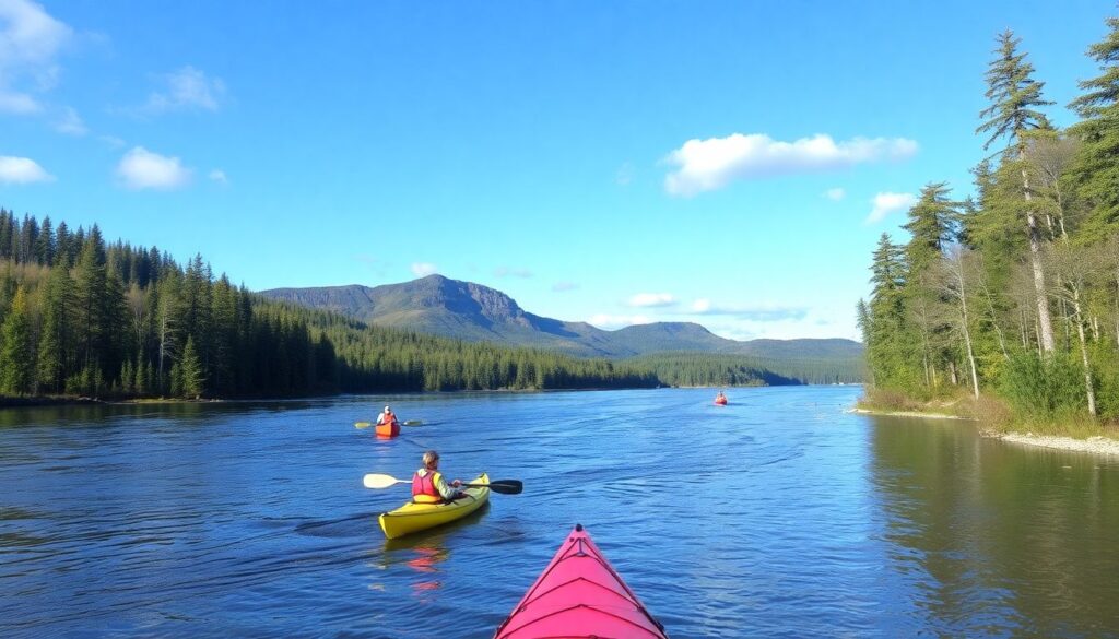 Лучшие места для каякинга и рафтинга - иллюстрация