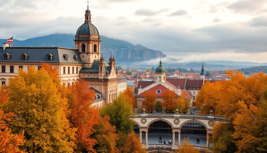 Лучшие города мира для осеннего путешествия - иллюстрация