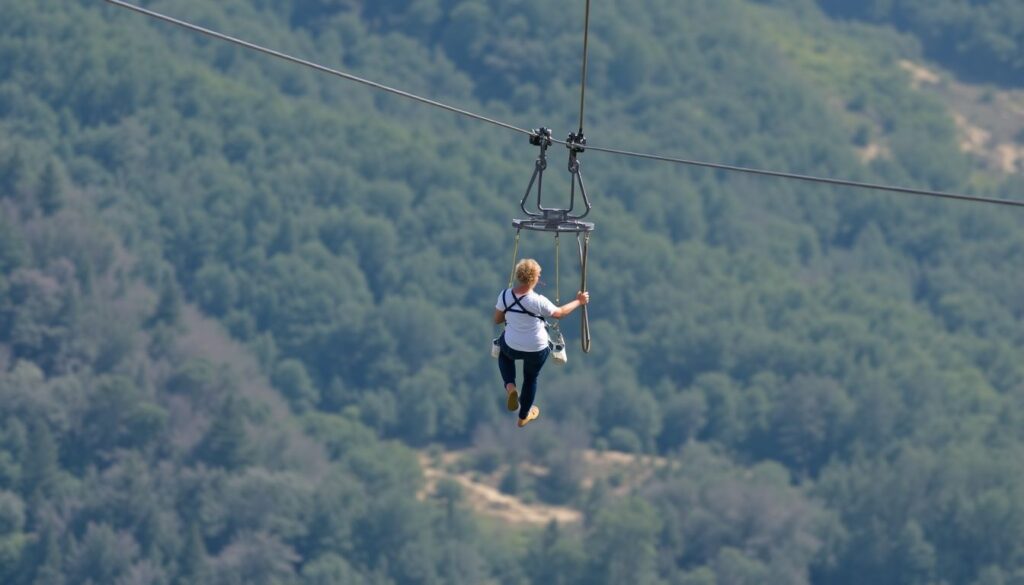 Лучшие места для зиплайна (скоростного спуска по тросу) - иллюстрация