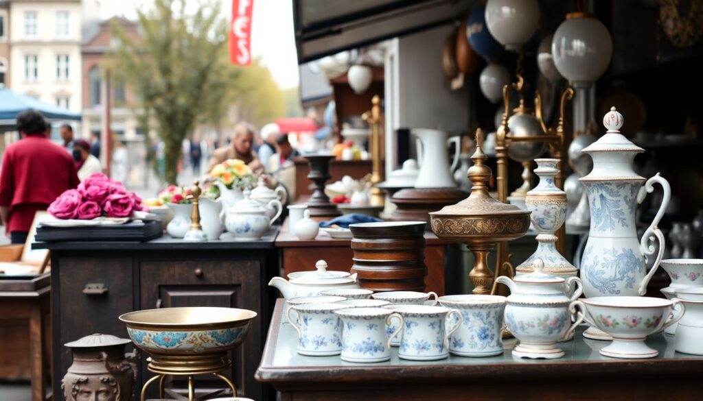 Путешествия для любителей антиквариата и блошиных рынков - иллюстрация