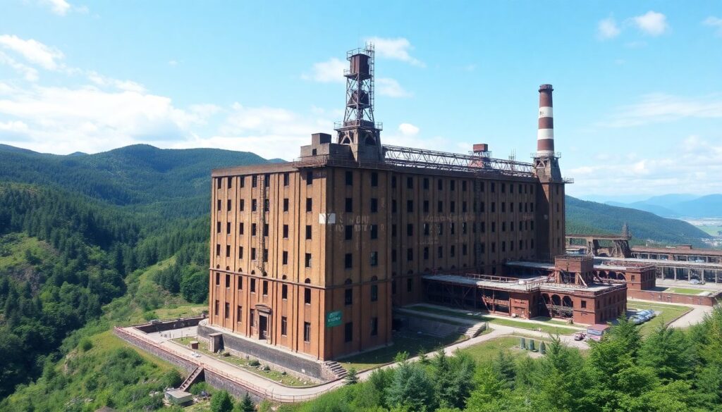 Путешествия по индустриальным объектам и техногенным ландшафтам - иллюстрация