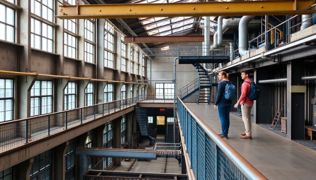 Путешествия по индустриальным объектам и техногенным ландшафтам - иллюстрация