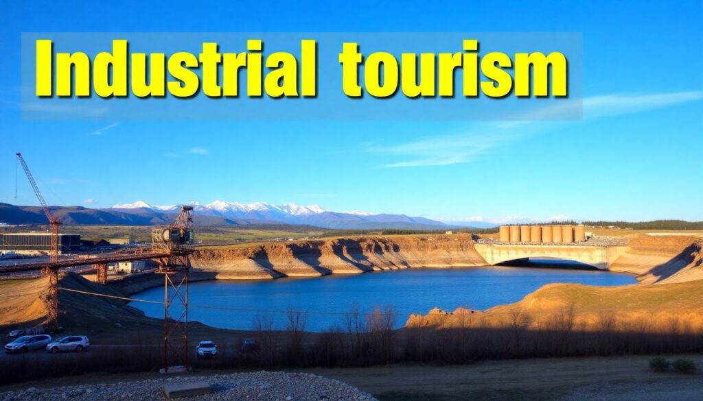 Путешествия по индустриальным объектам и техногенным ландшафтам - иллюстрация