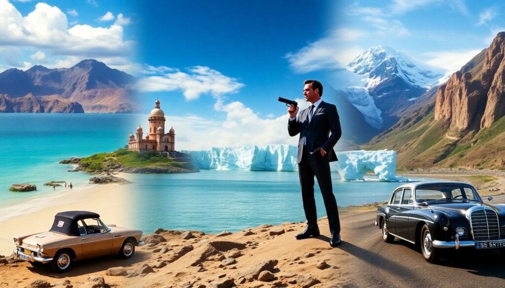 Путешествия по местам съемок бондианы - иллюстрация