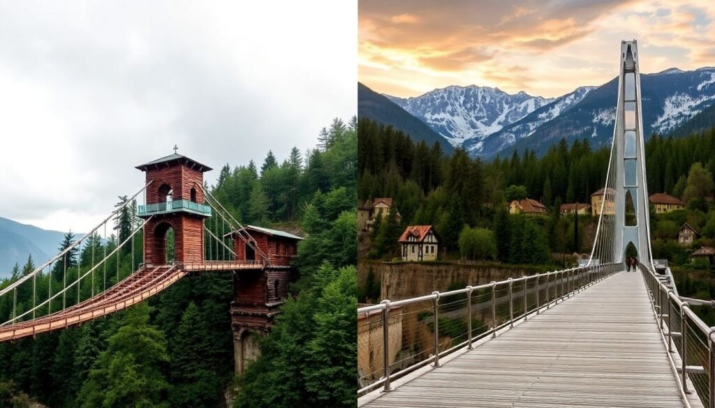 Самые впечатляющие подвесные мосты для пешеходов - иллюстрация