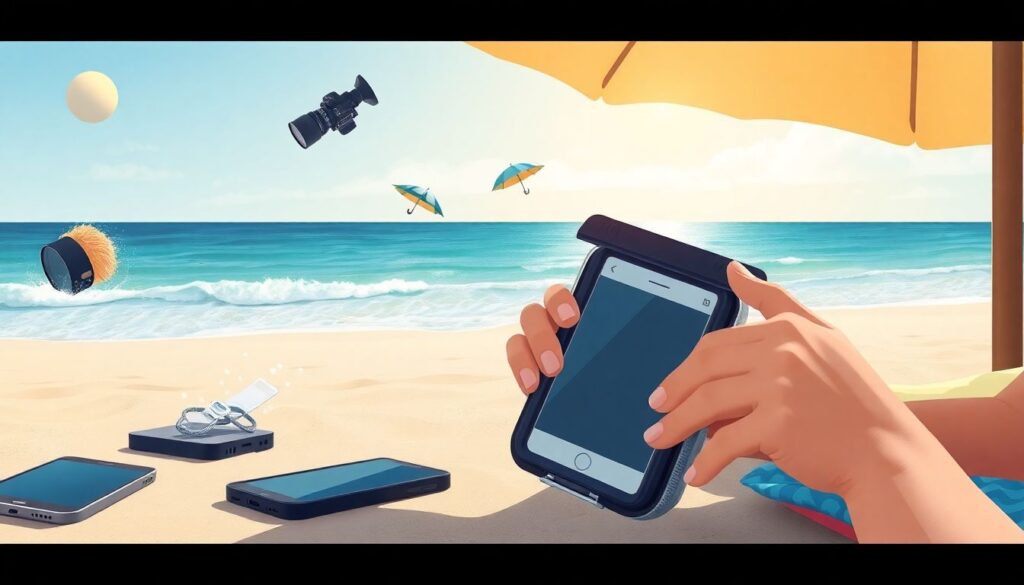 Как защитить свою технику от песка и воды на пляже - иллюстрация