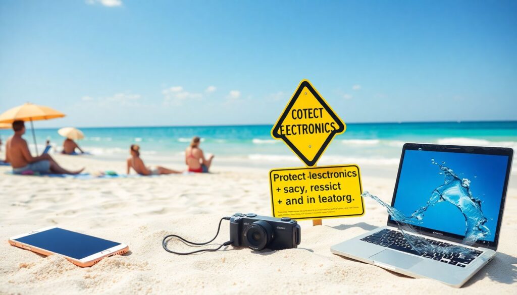 Как защитить свою технику от песка и воды на пляже - иллюстрация