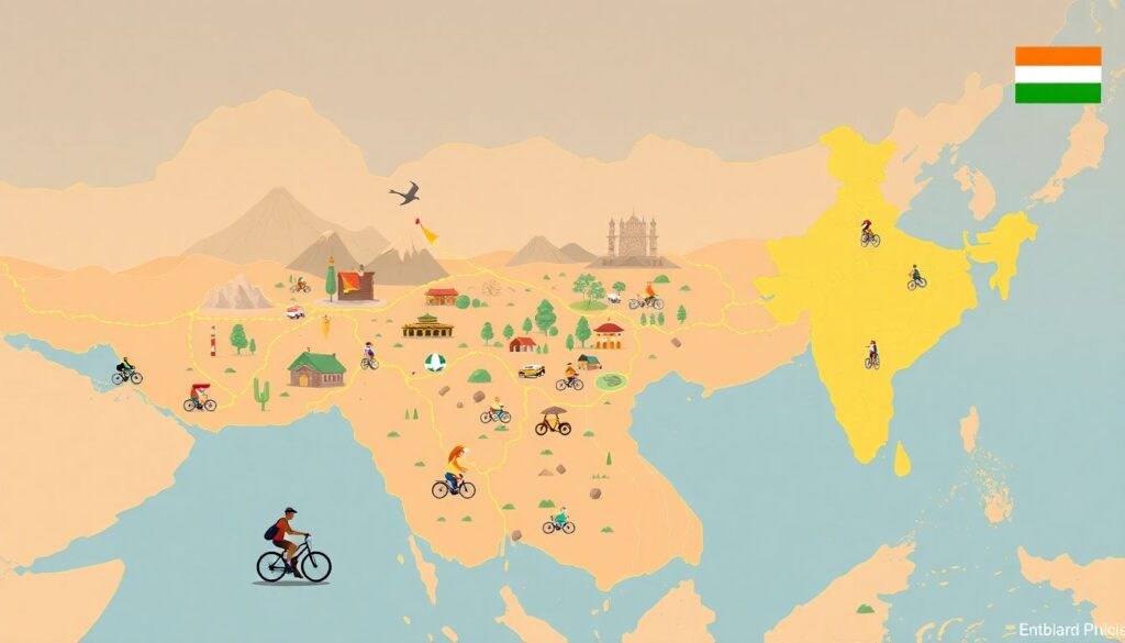 Лучшие маршруты для путешествия на велосипеде по Азии - иллюстрация