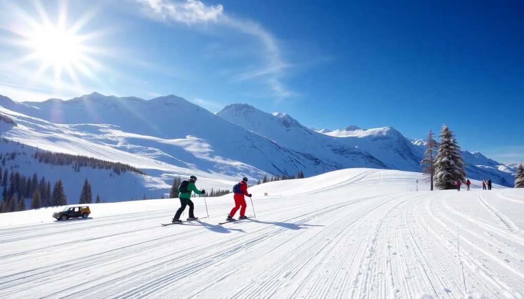 Лучшие места для катания на лыжах летом - иллюстрация