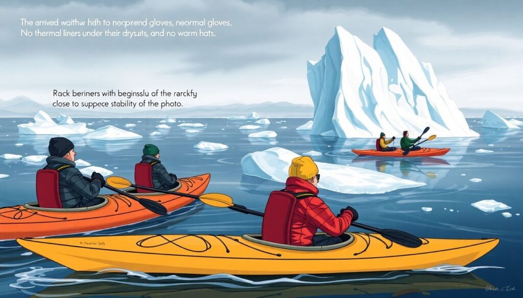 Лучшие места для каякинга среди айсбергов - иллюстрация