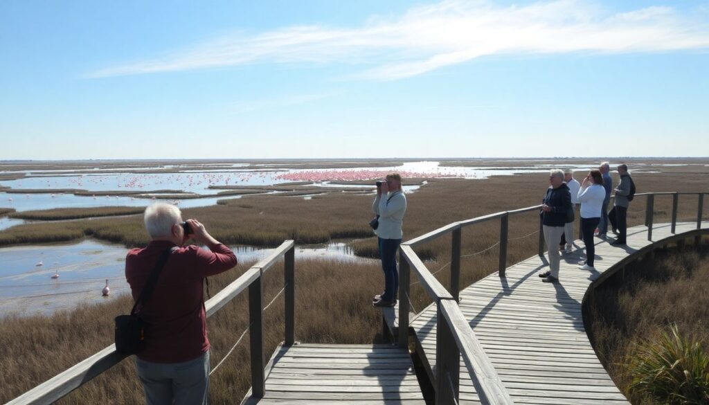 Лучшие места для наблюдения за фламинго - иллюстрация